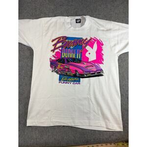 Vintage 90s Bunny Burkett Dodge Daytona NHRA Funny Car Shirt Mens XL White USA